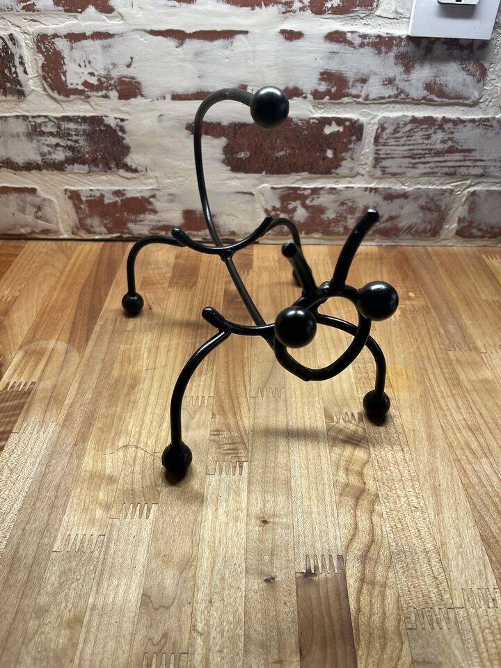 Black Metal Wine Bug Cute Single Bottle Holder Shaped Folk Art Gift Stor... - $8.84
