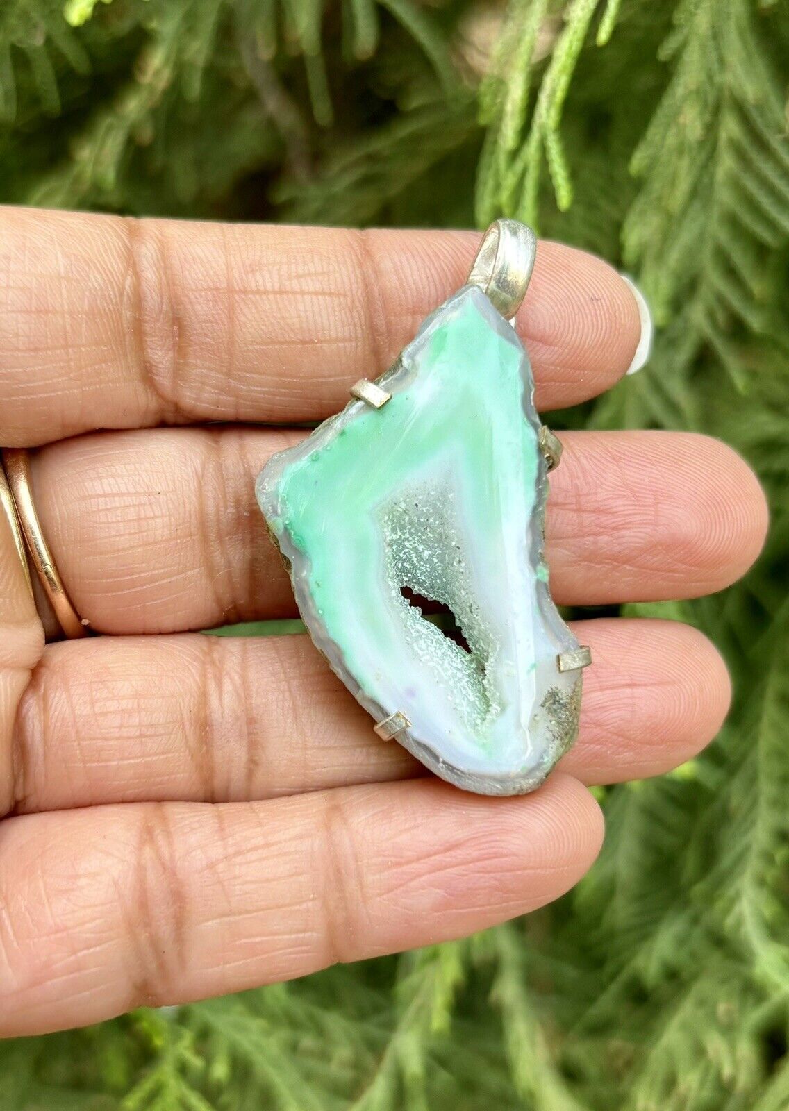 Pendentif en pierre d&#39;agate géode druzy plaqué argent sterling 925, 2 - $12.08