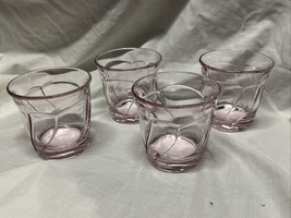 Vintage set of 4 Noritake Sweet Swirl Pink Double Old Fashioned Glasses 4&quot; - £39.08 GBP