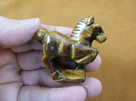 (Y-HOR-P-558) Golden brown tiger&#39;s eye HORSE gemstone figurine stone wild horses - £14.93 GBP