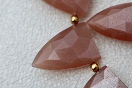 Natural, 20 piece faceted half marquise PEACH MOONSTONE briolette beads, 9x16 mm - £54.90 GBP