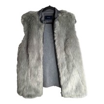 Eloquii Limited Womens Plus Size 14W Gray Faux Fur Leather Sweater Vest Full Zip - £12.32 GBP