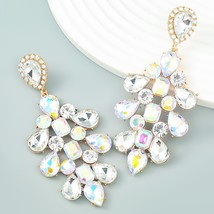 Pinkdudu Fashion Colorful Rhinestone Flower Drop Earrings Alloy Glass Geometric  - £15.42 GBP