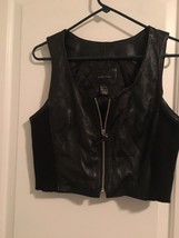 The Limited Women&#39;s Black Faux Leather Vest with Sweater Sides Size Large - £38.87 GBP