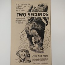 Bayer Aspirin - Faster than an Elephant Runs - 1950 Orig Vtg PRINT AD Ep... - $7.87