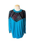 Vintage Young Stuff 80s Teal Embellished Retro Sweater Size L/XL - £21.79 GBP