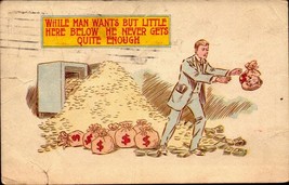 Vintage POSTCARD-&quot;WHILE Man Wants Little Here,Below He Never Gets Enough&quot; BKC2 - £3.16 GBP