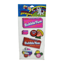 VINTAGE PUFFY STICKERS BUBBLE YUM GUM 1 SHEET OF 6 BRAND NEW SEALED IN P... - $28.50