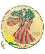 2000 Painted Walking Liberty Silver 1 oz American Eagle $1 w/ Box Uncirc... - £44.91 GBP