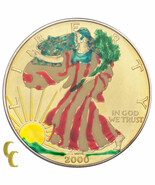 2000 Painted Walking Liberty Silver 1 oz American Eagle $1 w/ Box Uncirc... - $72.04