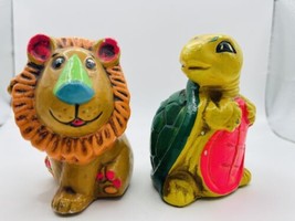 Vintage Rossini Anthropomorphic Lion Turtle Piggy Banks Colorful MCM Kitsch - £32.10 GBP