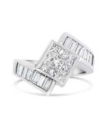 14K White Gold 2 1/5 Cttw Invisible-Set Princess and Channel-Set Baguett... - $4,861.00