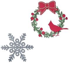 Sizzix Thinlits Die Set 9PK-Wreath &amp; Snowflake by Eileen Hull, 665326, Multicolo - £13.58 GBP