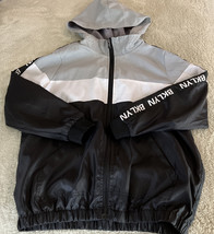 Brooklyn Laundry Boys Gray Black White  Hooded Windbreaker Jacket 14-16 - £13.59 GBP