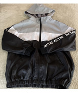 Brooklyn Laundry Boys Gray Black White  Hooded Windbreaker Jacket 14-16 - $23.50 CAD