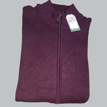 JOS.A.BANK SOLID LONG SLEEVE BURGUNDY ZIP FRONT CARDIGAN SWEATER NEW SIZ... - £33.90 GBP