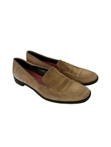 KATE SPADE Womens Shoes Tan Suede Penny Loafers Pink Sole Vibram Sz 6.5 Italy - £32.23 GBP