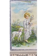 Antique EASTER Postcard ANGEL CHILD &amp; LAMB Glitter Church Halo Pastoral - £5.30 GBP