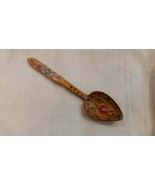 Antique Hand Painted Wooden Spoon with Floral Decoration - £10.85 GBP