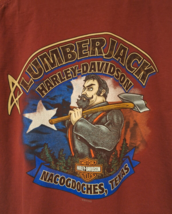 Harley Davidson Motorcycles Biker Lumberjack Nacogdoches TX T Shirt Size L Red - £12.17 GBP