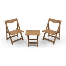 HIPS Outdoor Foldable Bistro Set: Small Teak Table &amp; 2 Chairs - $2,593.94 MXN
