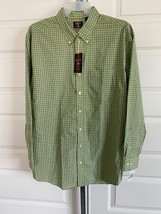 Arrow 2XL Cotton Blend Long Sleeve Easy Care Button Front Shirt Green Plaid - $17.81