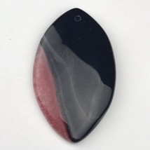 Agate Druzy Red Black Pendant Stone Banded Teardrop Cut Polished Drilled - $11.85