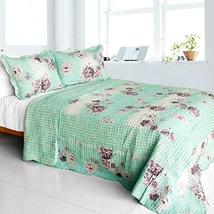 [Rural Sky] Cotton 3PC Vermicelli-Quilted Floral Printed Quilt Set (Full... - £59.62 GBP