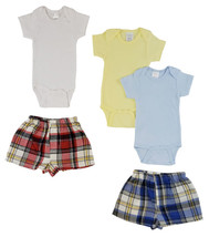 Boy 100% Cotton Infant Onezies and Boxer Shorts Large - £25.09 GBP