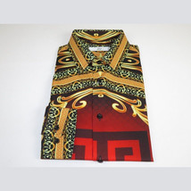 Men Sports Shirt by DE-NIKO Long Sleeves Fashion Print Soft Modal DNK6902 Red image 5