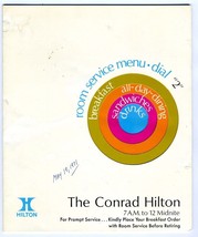 Conrad Hilton Hotel Die Cut Room Service Menu Illinois 1971 - £43.22 GBP