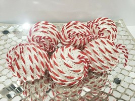 (6) Christmas Holiday Red White Candy Cane Peppermint Tree Ornaments 2.75&quot; - £15.00 GBP