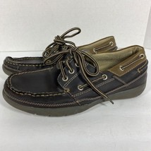 Jarman Mens 3 Eye Boat Shoes Brown Slip-On Lace Up Moc Toe 7.5 - $17.94