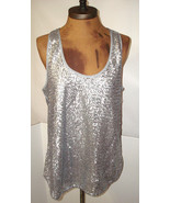 New Womens GAP NWT $70 Silver Gray Sequin Tank Top Lined S Small Party C... - £52.11 GBP