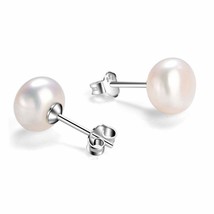 Mom Gift Genuine Pearl Pushback Earrings ,925 Silver Pearl Earrings For ... - £77.06 GBP
