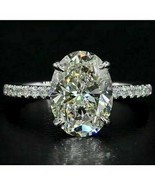 14K white Gold Finish 3.20Ct Oval-Cut Simulated Diamond Engagement Ring ... - $1,415.51 MXN