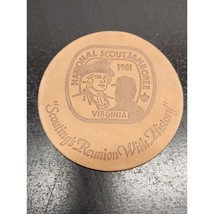 1981 National Scout Jamboree leather coaster-Scouting Reunion with History - $4.75
