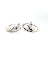 Mikimoto Estate Akoya Pearl Mens Cufflinks Sterling Silver 6.7 mm M392 - $246.51