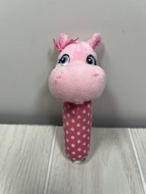 Garanimals small mini plush pink hippo polka dot squeaky baby toy grabber - £3.87 GBP