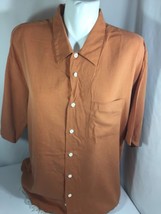 Haggar Men Orange Button Up Shirt Size XL Short Sleeve Career shirt Soft... - £21.25 GBP