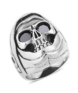 Simulated Black Diamond Black Oxidized Stain Steel Skull Men&#39;s Ring Sz 1... - $13.50