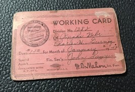 Union Working Permit Usa 1940&#39;s Electric Ry Motor Coach Employes Of America - £33.77 GBP