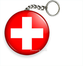 Flag Of Switzerland Swiss Cross Symbol New Keychain Keyfob Chain Ring Gift Idea - £11.58 GBP+