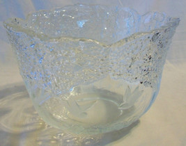 Vintage Mikasa True Love Crystal Bowl W/ Raised Trees And Birds Scalloped Edges - £74.78 GBP