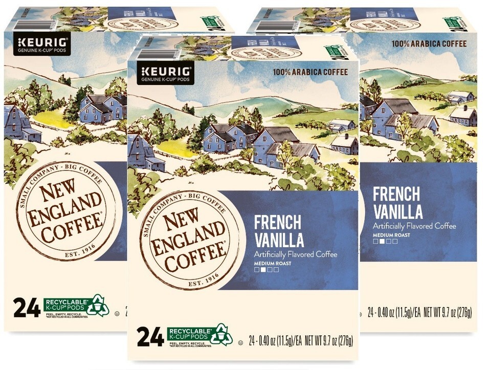 NEW ENGLAND COFFEE FRENCH VANILLA K-CUPS 72CT  Best by 5/2026 - $39.99