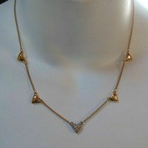 Avon Two-tone Rhinestone Heart Necklace - $16.82