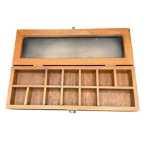 Vintage Mini Wooden Shadow Box Display Case w/ Glass Front  Compartments... - $20.89