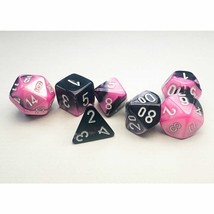 Chessex Manufacturing Gemini: Mini-Polyhedral Black-Pink/white 7-Die Set - £8.53 GBP