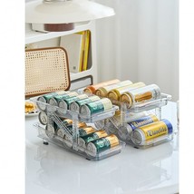 Adjustable Width Rolling , Set Of 2 Stackable Fridge Drink Organizer 2-Layer Bev - £27.14 GBP