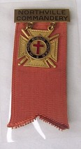 VINTAGE NORTHVILLE COMMANDERY KNIGHTS TEMPLAR MASONIC BADGE MEDAL RIBBON - £21.01 GBP